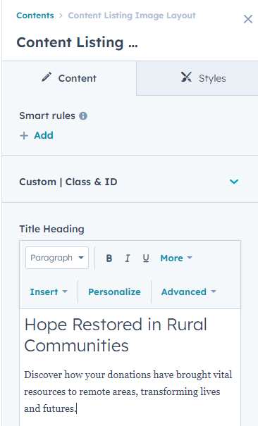 content tab