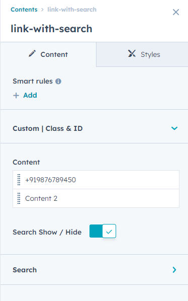 content tab