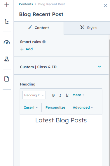 Content tab