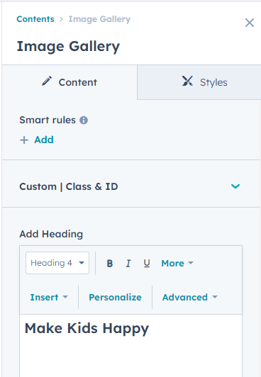 Content tab