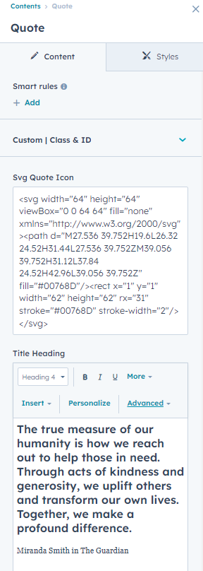 Content tab