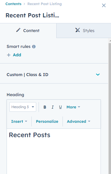 content tab