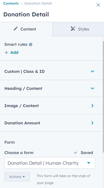 content tab