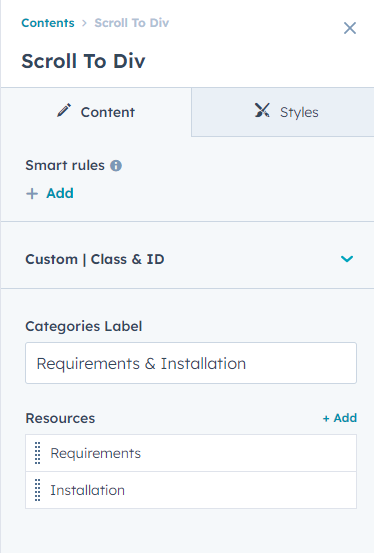 content tab