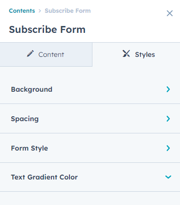 Content tab