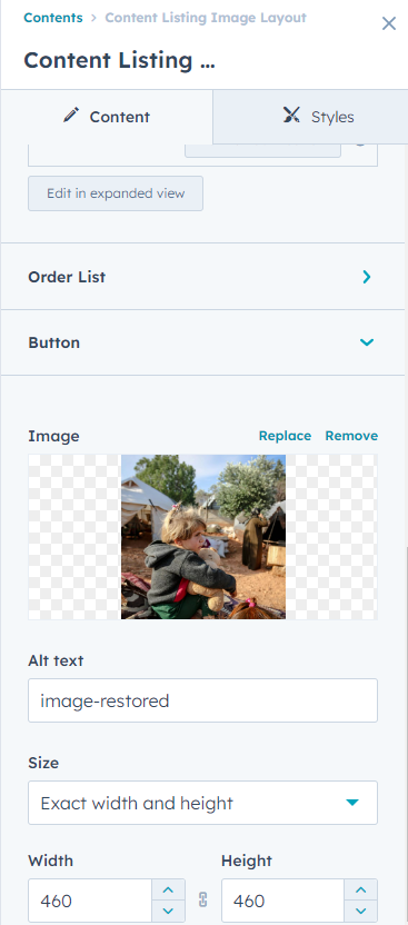 content tab