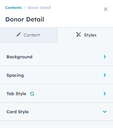 content tab