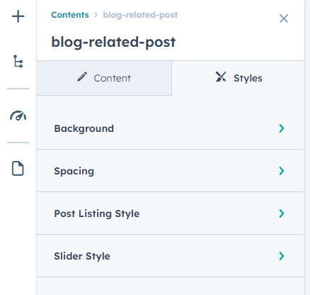 Style tab