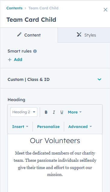 Content tab