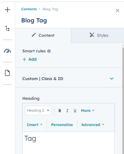 content tab