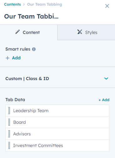Content Tab